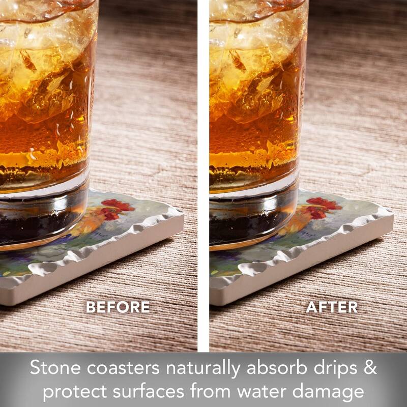 CounterArt Meadowbrook Farm, Multi-Image Absorbent Stone Coasters with Protective Cork Backing, 4 Pack, Made in The USA