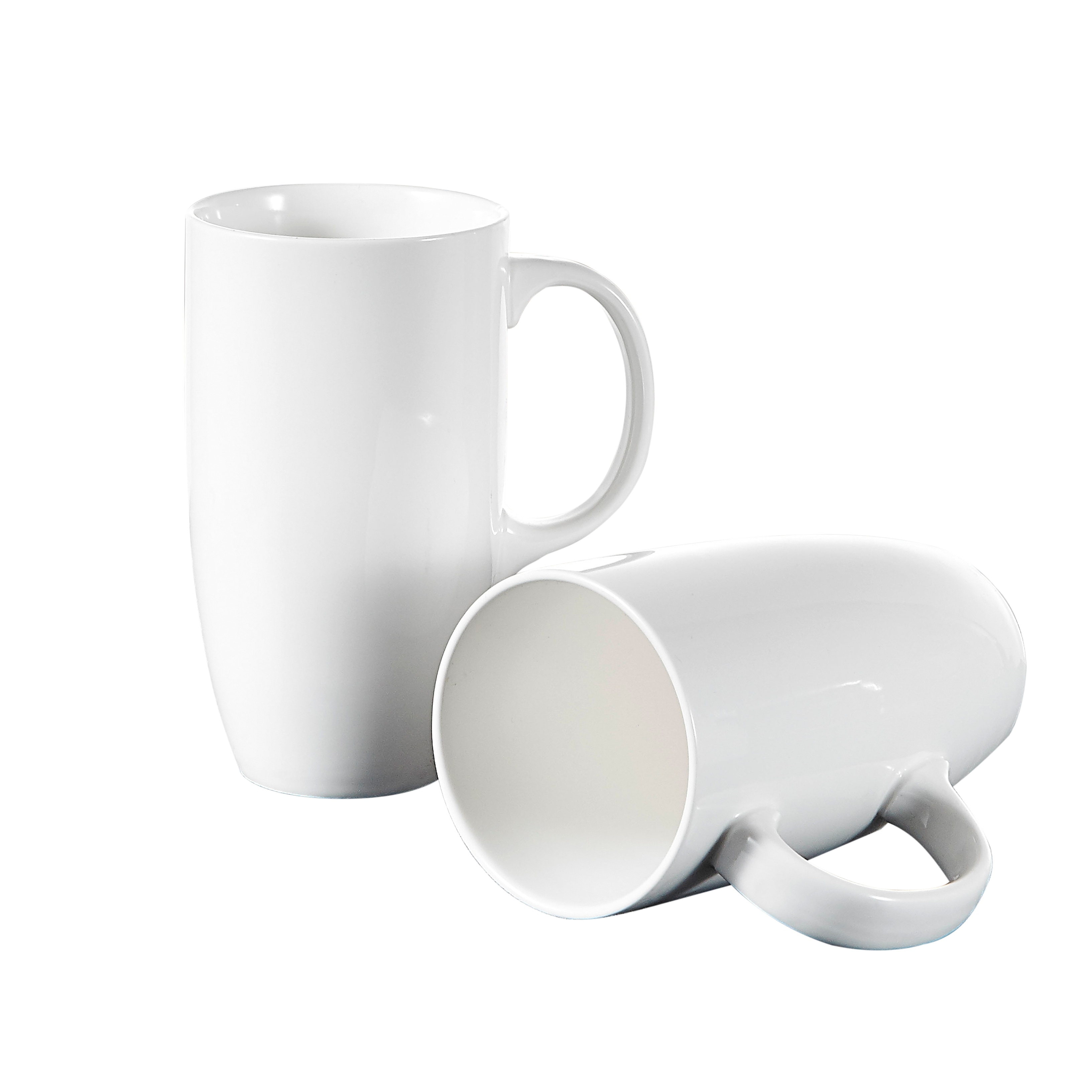 Panbado 18 oz. White Porcelain Mugs, Set of 2