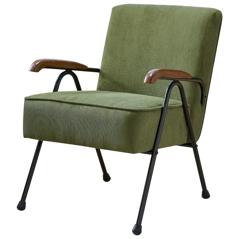 Green Modern 20" High Back Upholstered Accent Chair with Metal Legs and Soft Padded