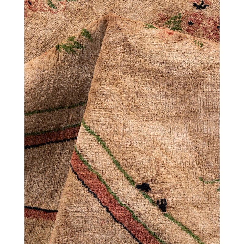 Overton Hand Knotted Wool Vintage Inspired Modern Contemporary Overdyed Beige Area Rug - 4' 1" x 6' 3"