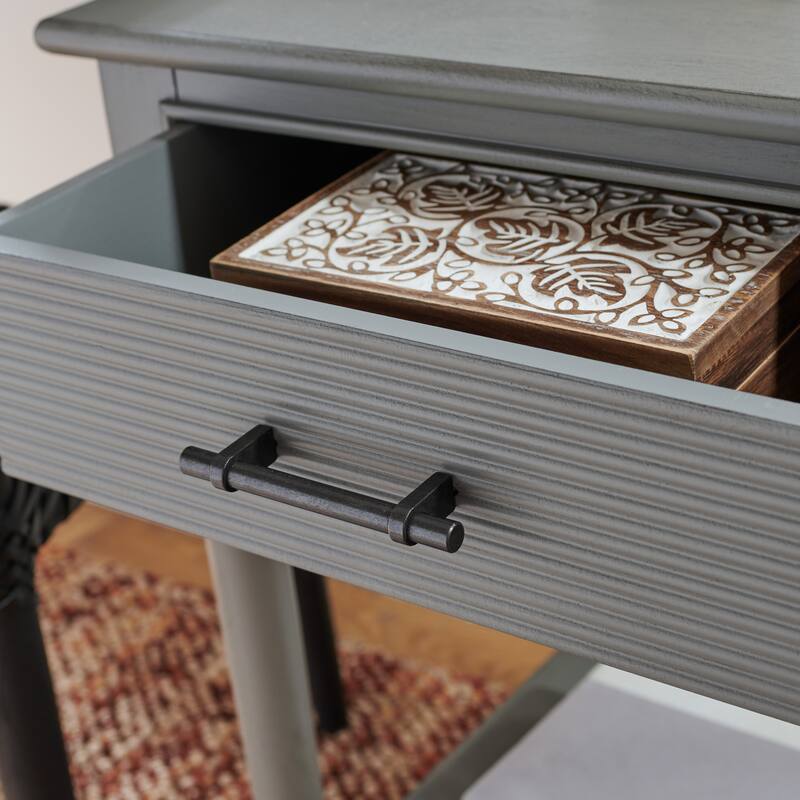 SAFAVIEH Dena 1-Drawer Accent Table - 19" W x 15.8" L x 26" H - 19Wx16Dx26H - Distressed Grey