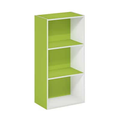 31.4 in. Tall Green/White Wood 3-Shelf Bookcase