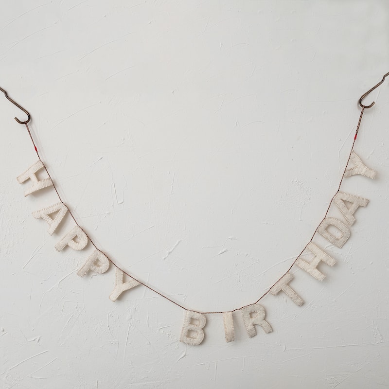 Decorative Felt "Happy Birthday" Banner - 5.0"L x 0.5"W x 78.0"H - 5.0"L x 0.5"W x 78.0"H