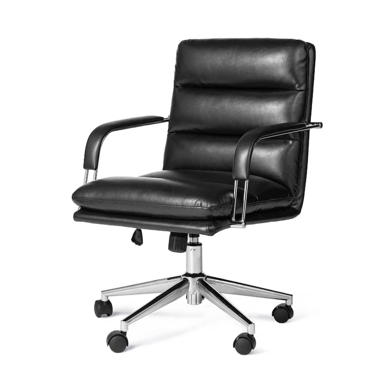 Glitzhome Modern Faux Leather Mid Back Swivel Height Adjustable Padded Office Chair