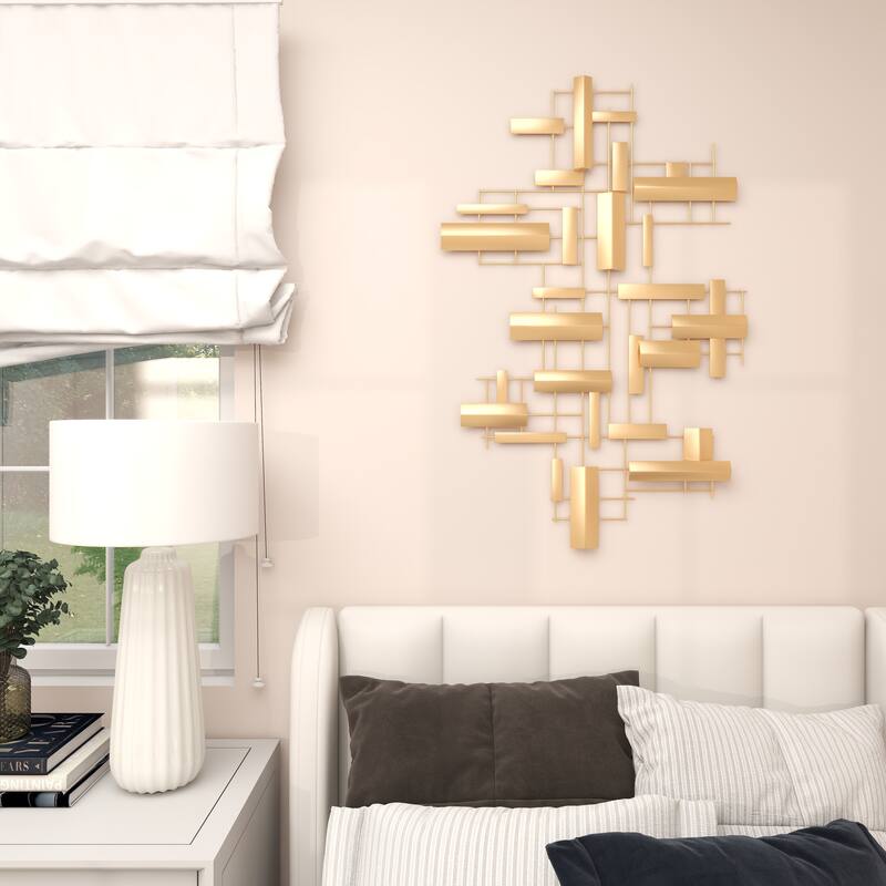 CosmoLiving by Cosmopolitan Gold Metal 3D Stripe Geometric Home Wall Decor