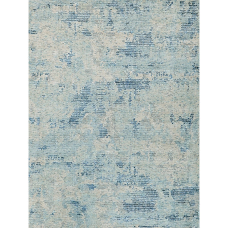 EXQUISITE RUGS Mineral Hand-loomed Wool/Bamboo Silk Blue Area Rug.