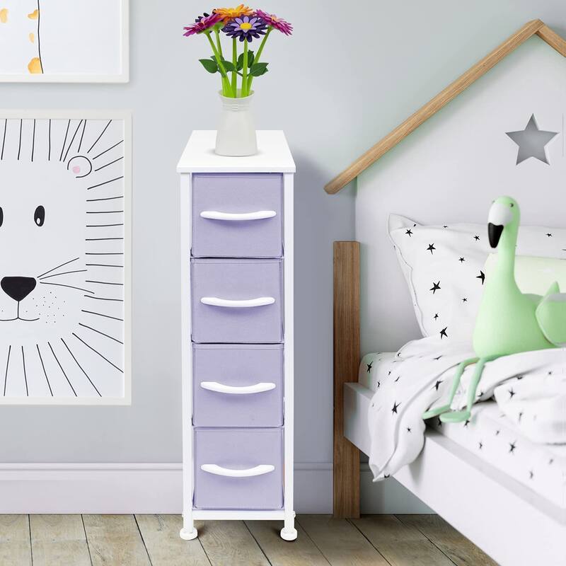 Narrow Dresser Tower with 4 Drawers - Vertical Storage for Bedroom
