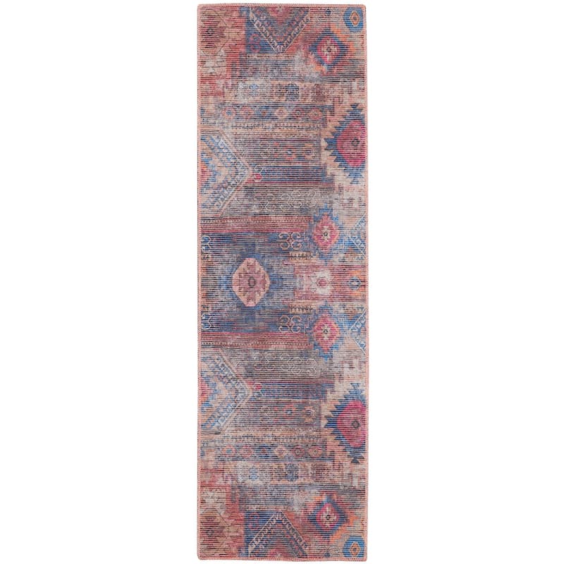 New Concept Washables Southwestern Machine Washable Area Rug - 2' 2" x 12' - Runner