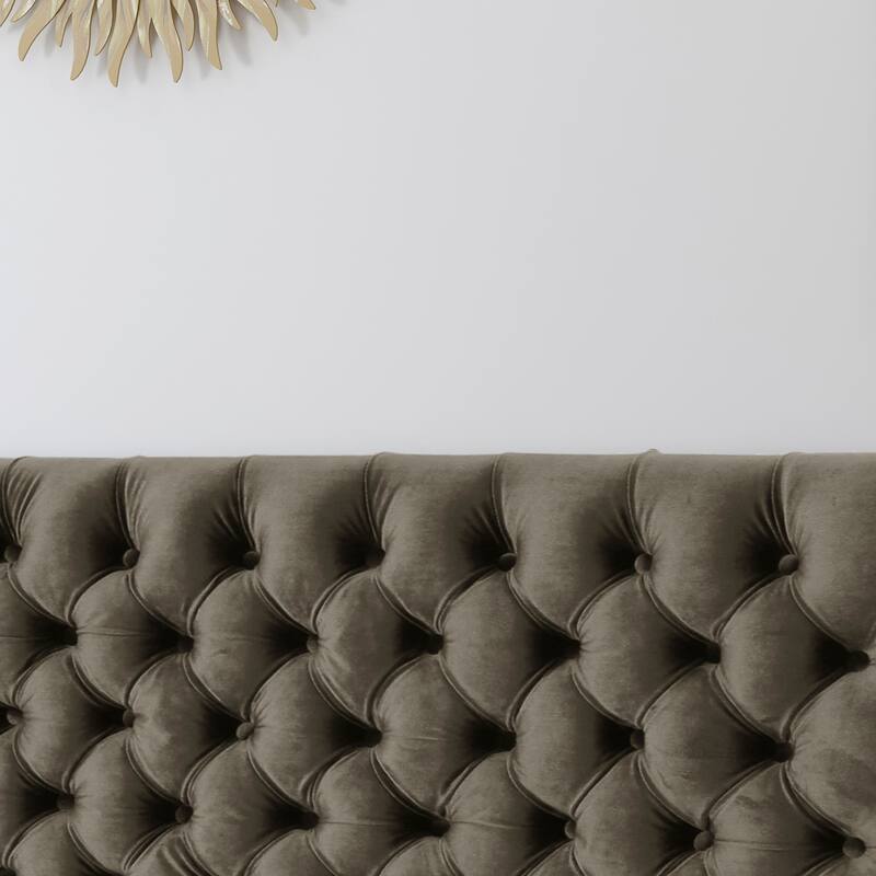 Roomfitters Adjustable Fabric Headboard with Diamond Tufting for Queen and Full Size Bed, Beige