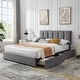 preview thumbnail 65 of 123, Javlergo Bed Frame with Storage Drawers Upholstered Platform Bed Frame with Adjustable Headboard