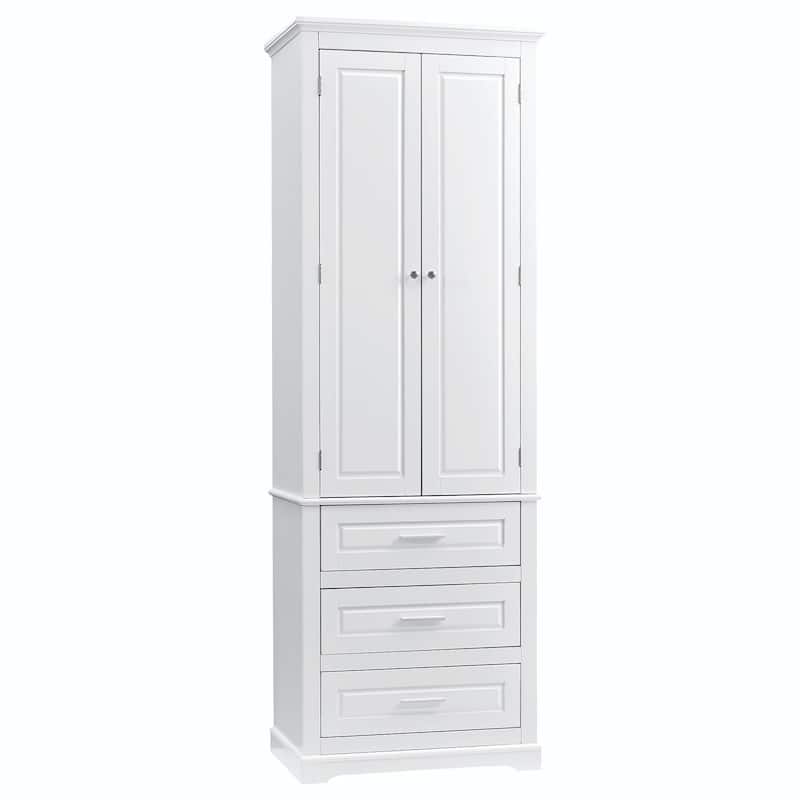 Bathroom Tall Storage Cabinet with Three Drawers