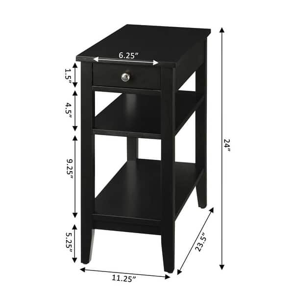 dimension image slide 6 of 12, Convenience Concepts American Heritage 1 Drawer Chairside End Table with Shelves