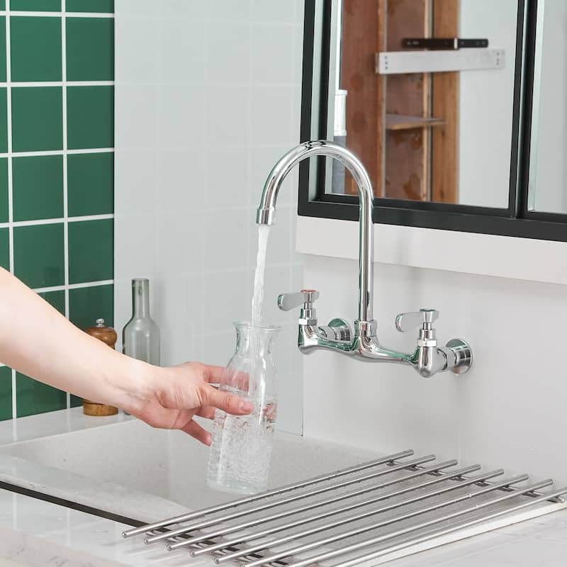 Double-Handle Wall Mounted Swivel Kitchen Faucet