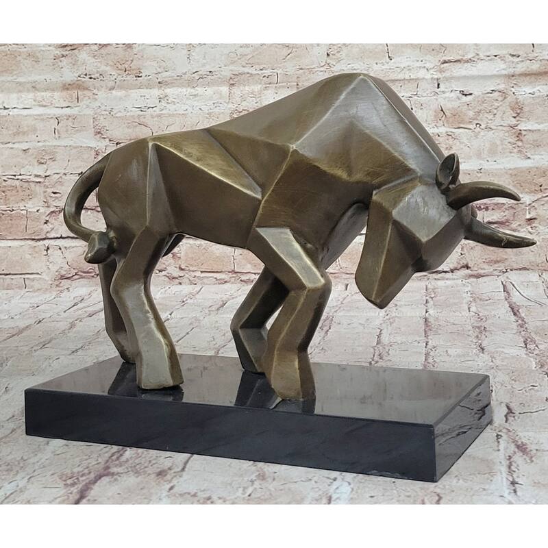 Geometric Abstract Modern Art Bronze Imitative Bull Sculpture Statue Original Signed Fransisci