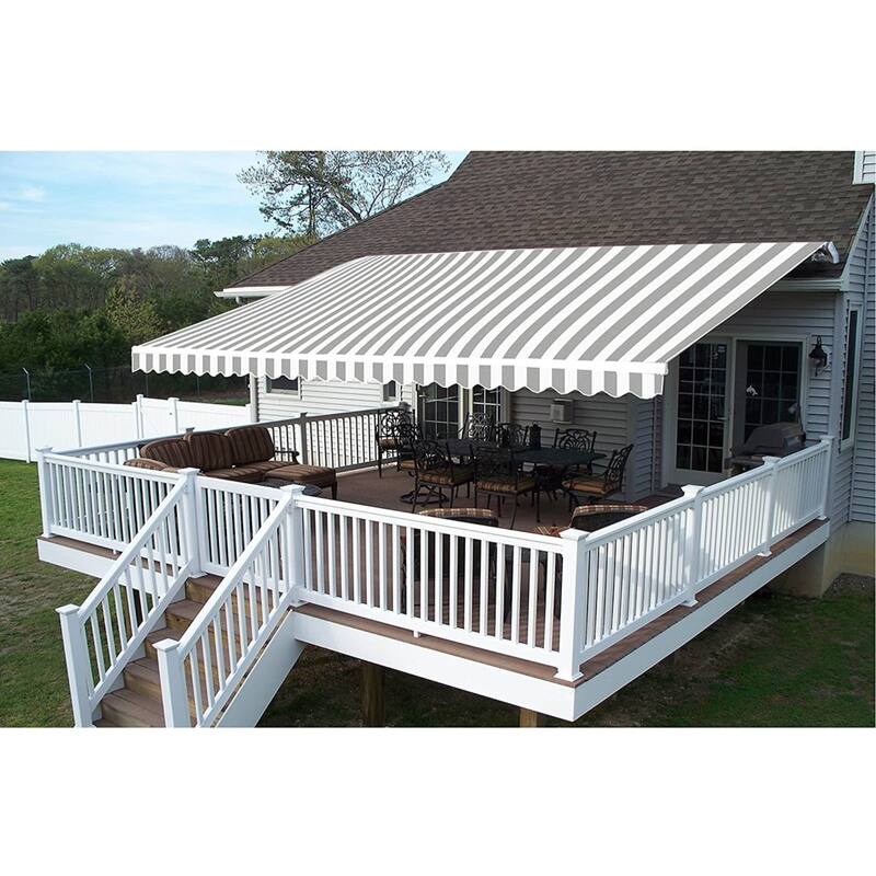 ALEKO Replacement Fabric for Patio Retractable 12x10 ft Awning Grey/White