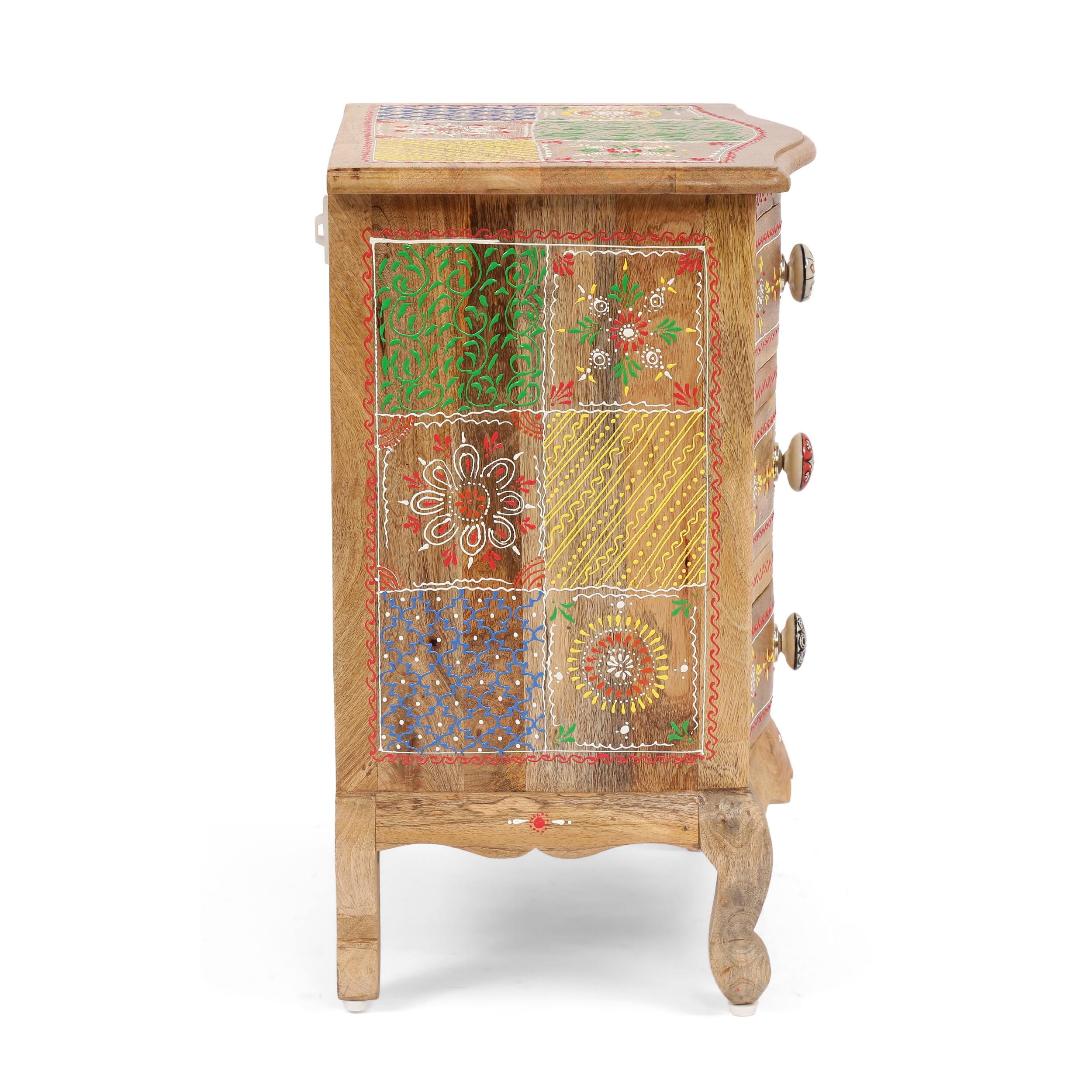 Ailey Indoor Handcrafted 3 Drawer Nightstand by Christopher Knight Home
