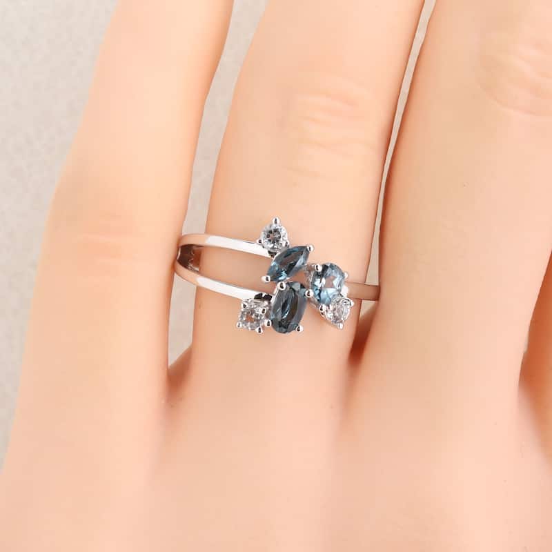 Miadora Multi-Gem Cluster Split Shank Ring Sterling Silver