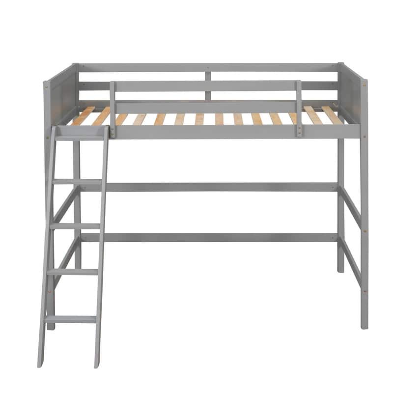 Solid Wood Twin Size Loft Bed with Ladder, Kids Bed