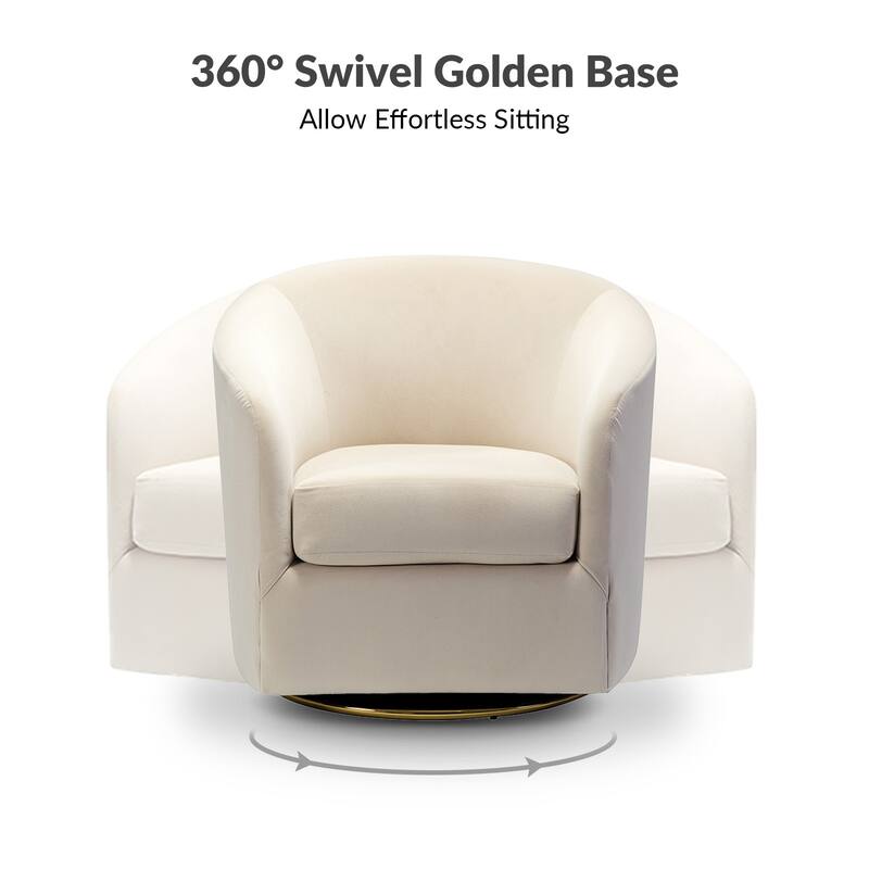 Eleuterio Modern Upholstered Swivel Accent Barrel Chair with Metal Base Set of 2 by HULALA HOME