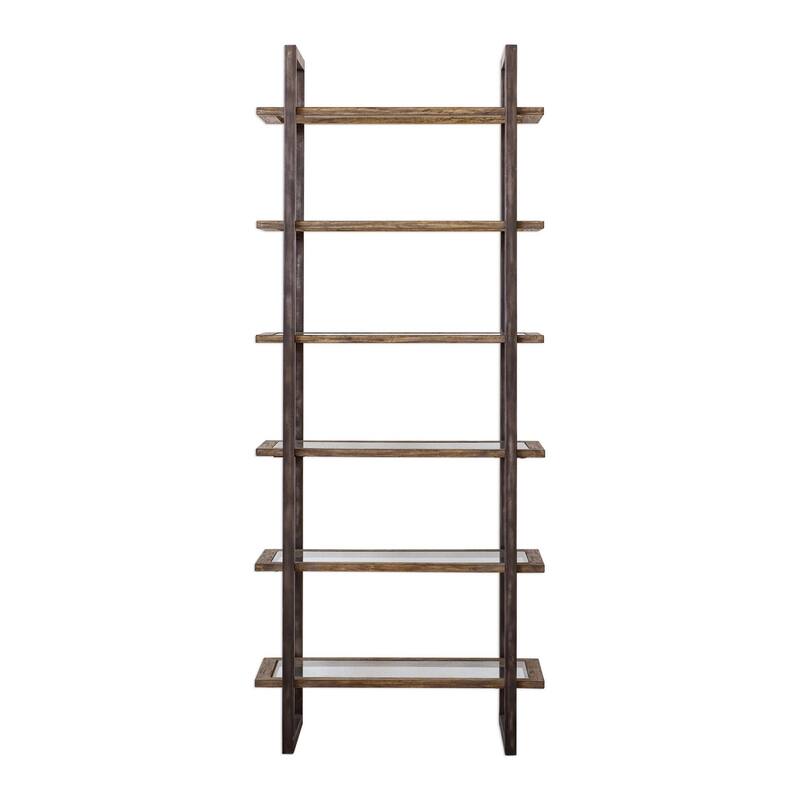 Uttermost Olwyn 36" Wide 6 Shelf Iron Shelving Unit - Aged Steel