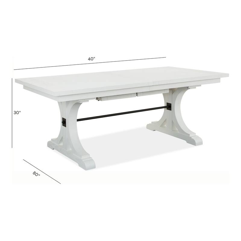 Magnussen Home Harper Springs Silo White Extendable Trestle Dining Table - 40''W x 80''D x 30''H