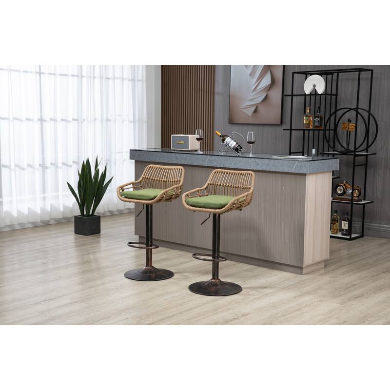 Swivel Bar Stools Set of 2 Adjustable Counter Height Chairs