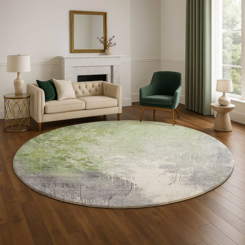 Premium Washable Super Soft Modern Contemporary Mayfield Rug - 8' x 8' - Aloe
