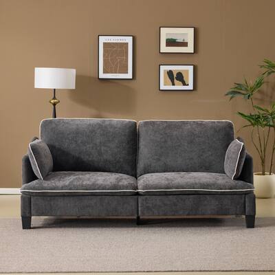 Transitional Loveseat Piped T-Cushions & Linen Blend
