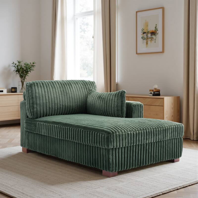 UIXE Upholstered Plush Bedroom Lounge Chairs with Left Armrest & Lumbar Pillow