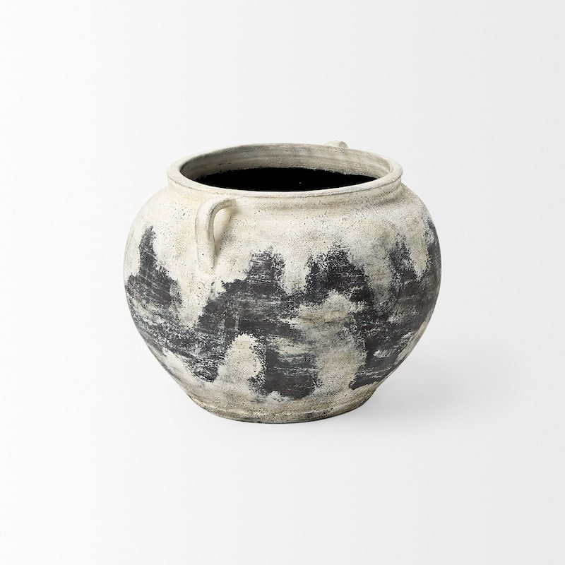 Boscia White and Black Ceramic Floor Vase
