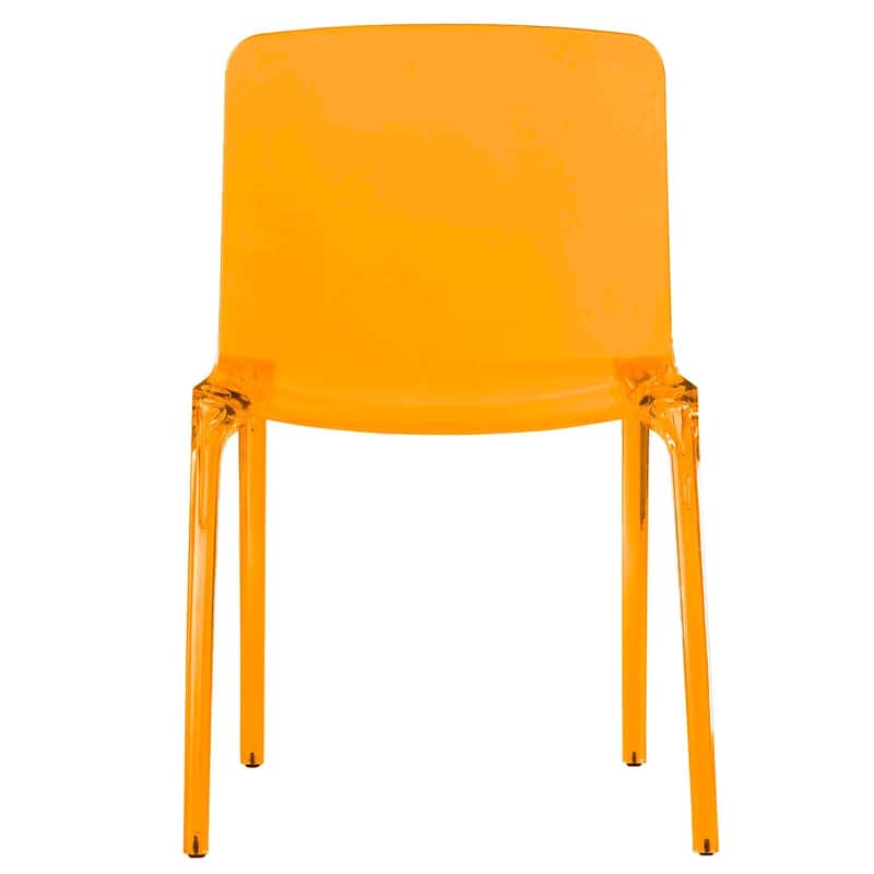 Stackable Plastic Dining Chair Set of 2 Modern Full Back Acrylic Transparent Side Chair