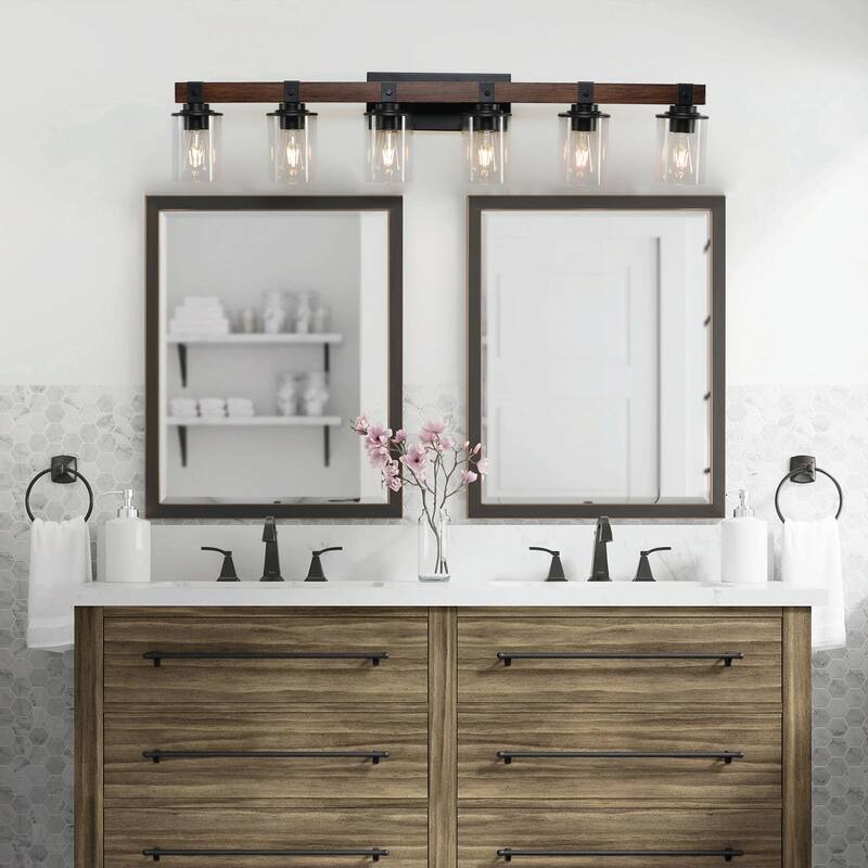 Rustic Farmhouse Bathroom Vanity Light Fixture with 3/4/5/6 Lights