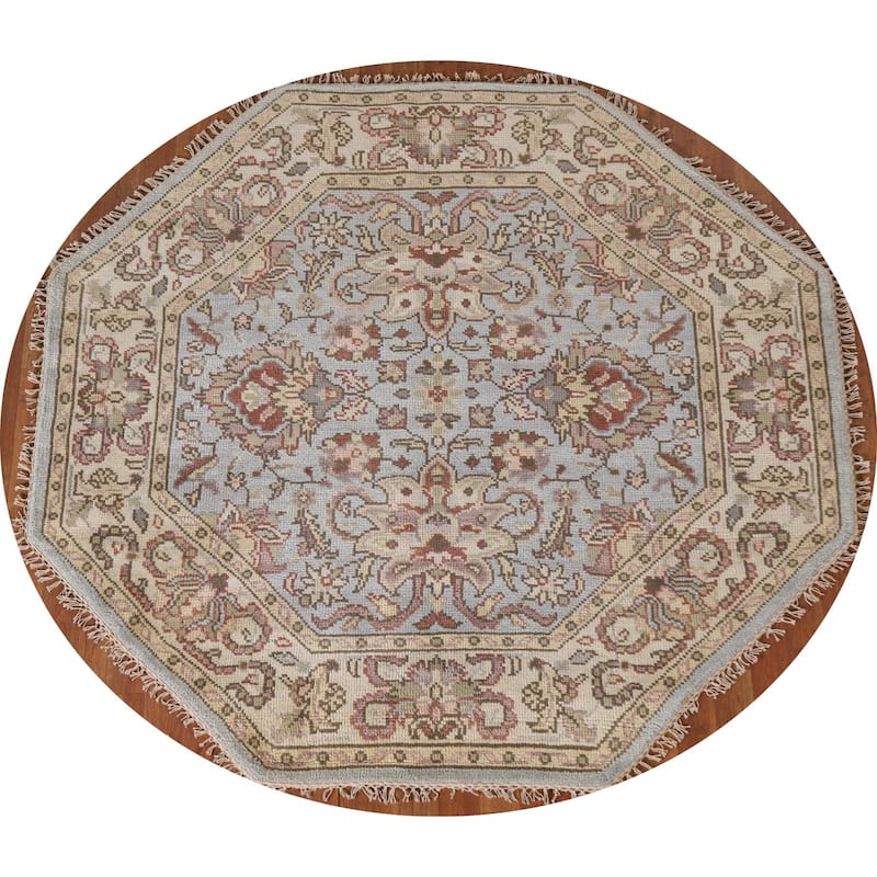 Heriz Serapi Oriental Octagon Rug Handmade Wool Carpet - 6'0"x 5'10"