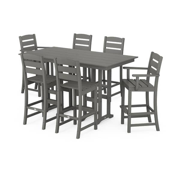 slide 2 of 8, POLYWOOD Lakeside 7-Piece Bar Set - N/A Slate Grey
