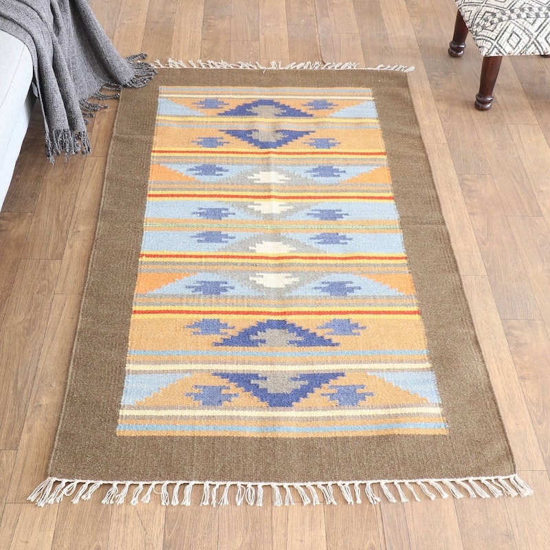 Novica Handmade Geometric Paths Wool Area Rug (3X5) - 2'3" x 12' Runner