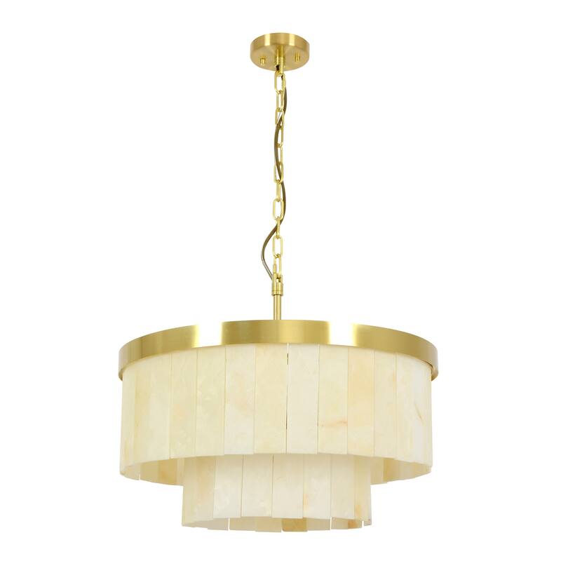 Beacon Lighting Elora 9 Light Round Pendant with Jade Stone - Brass - Brass