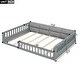 preview thumbnail 2 of 24, Wood Full Size Upholstered Platform Bed with Guardrail and Pillow