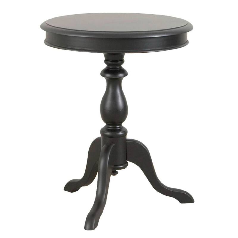 25.25" Antique Black Round Side Table with Pedestal Base Curving Feet