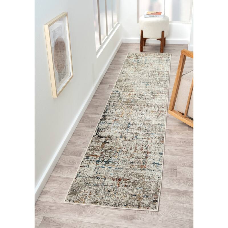 Distressed Abstract Area Rug - 2' x 6' Runner