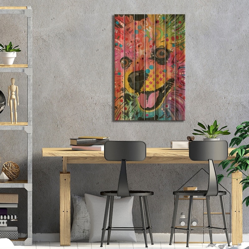 Pomeranian Print On Wood by Dean Russo - Multi-Color