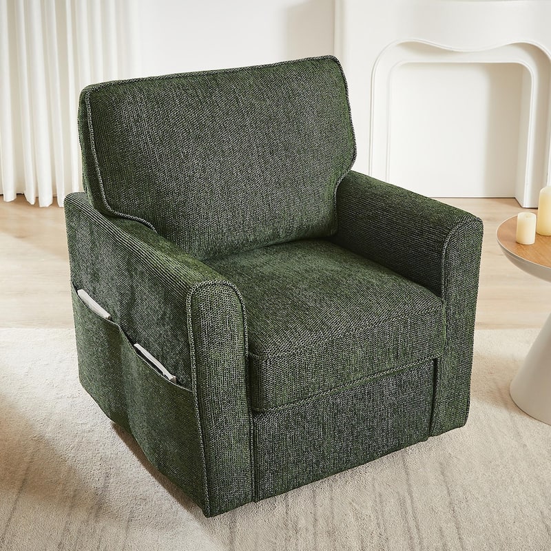 360° Swivel Chair Accent Barrel Armchair Swivel Sofa Chair with Side Pockets for Living Room, Bedroom, Office and Hotel