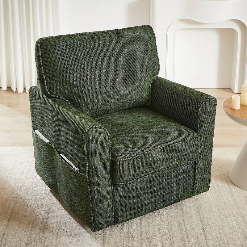 Round Lounge Chair Armchair Swivel Sofa Chair with Side Storage Pockets, Swivel Chair Accent Barrel Chair