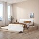 preview thumbnail 1 of 11, Modern Full Bed Frame with Trundle & 2 Drawers, White High Gloss Finish, White+Oak White+Oak