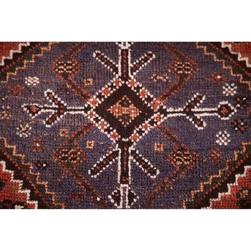 Tribal Qashqai Persian Vintage Area Rug Hand-Knotted Wool Carpet - 5'2"x 7'9"