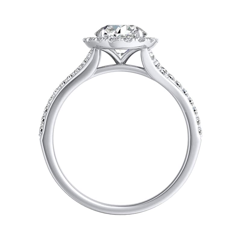 Auriya 14k Gold Round Moissanite Halo Engagement Ring 0.85ctw