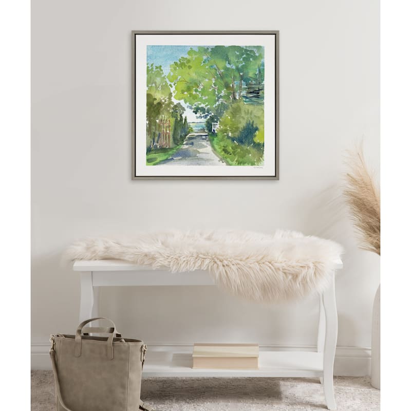Kate and Laurel Sylvie The Lane and Sea Framed Canvas by Patricia Shaw