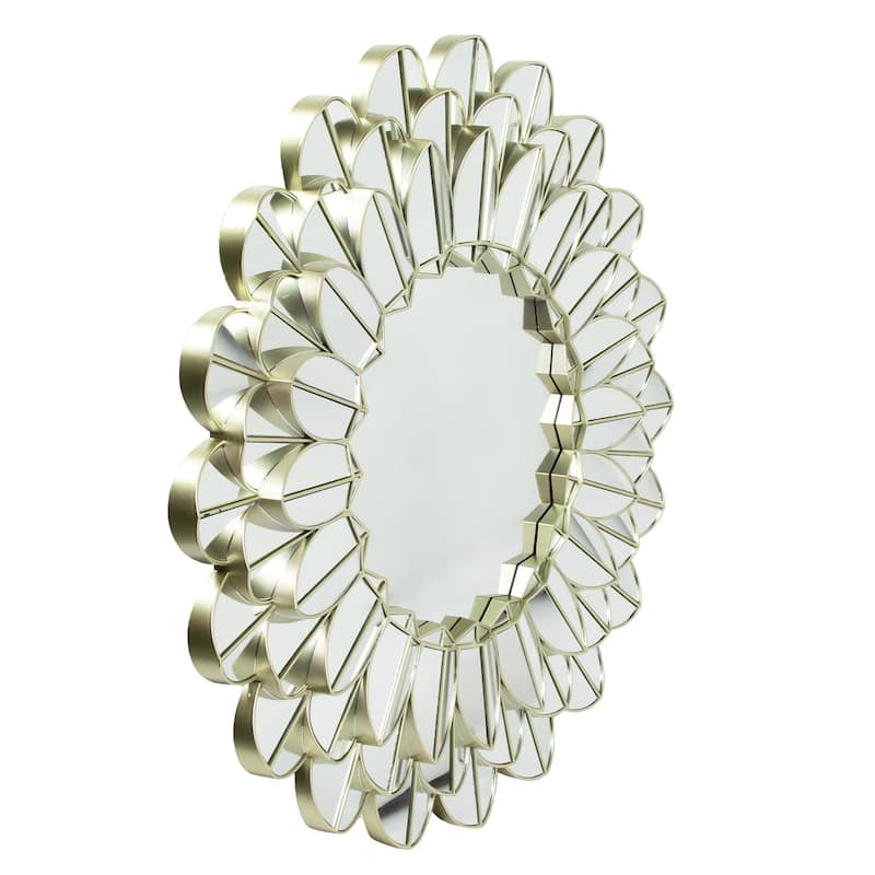 31" Champagne Gold Sunflower Round Wall Mirror