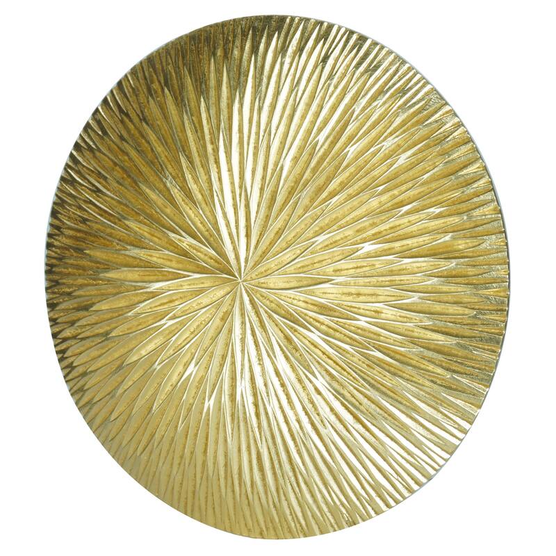 HUJI Golden Pine Wood Carving Plate Wall Decor