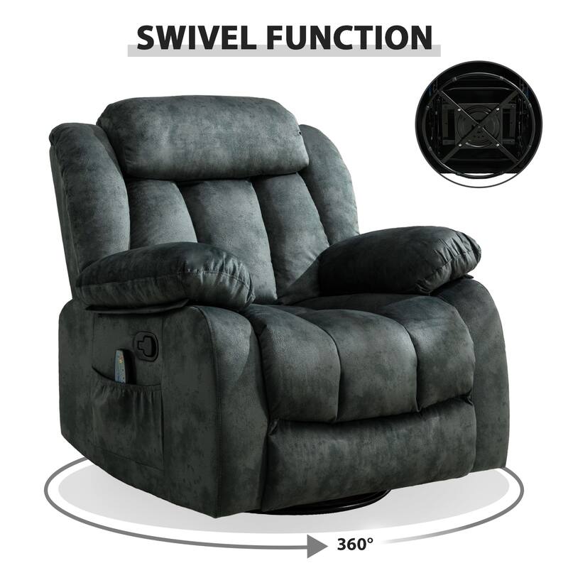 360° Rotatable Swing Manual Massage Rocker Recliner With Heat And Vibration