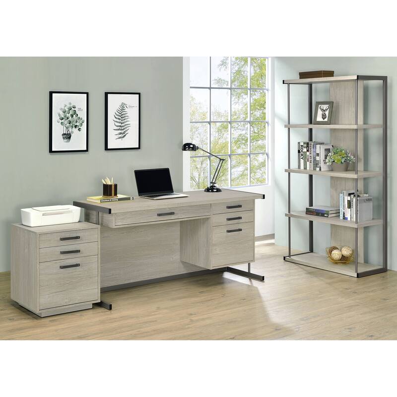 Loomis Whitewashed Grey 3-Drawer Home Office File Cabinet